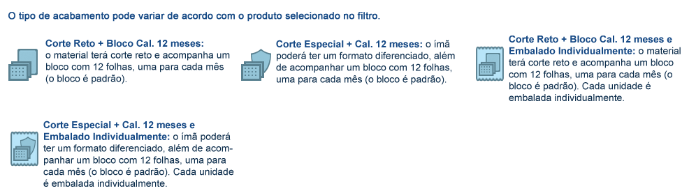 Acabamentos para Ímã de Geladeira com Bloco de Calendário - Faca Padrão