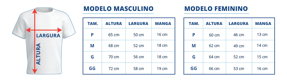 Tamanho para Camisetas