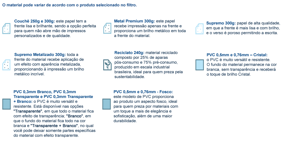 Materiais para Cartão de Visita Couchê 300g