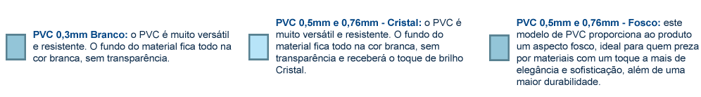 Materiais para Comandas em PVC com Dados Variáveis