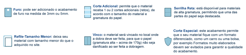 Acabamentos opcionais para Materiais Metalizados