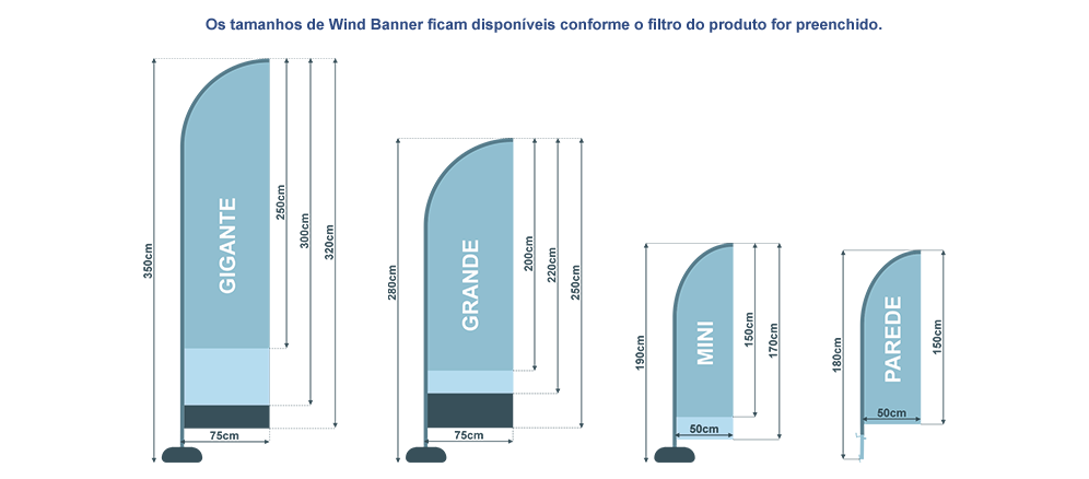 Tamanho disponível para Novos Wind Banners