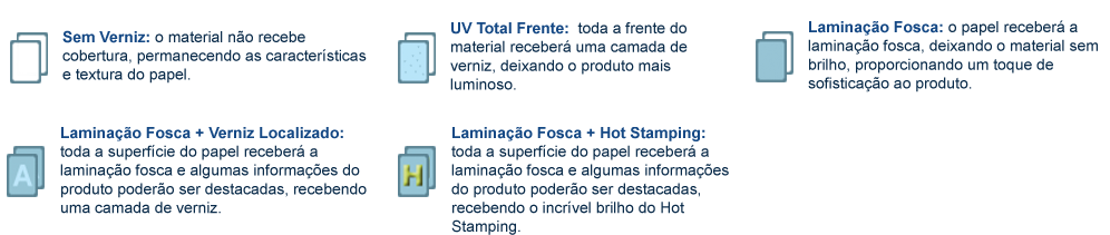 Coberturas para pastas Personalizadas de verniz, laminação fosca, verniz localizado ou hot stamping