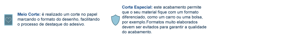 Rótulo com acabamento incluso de meio corte e corte especial