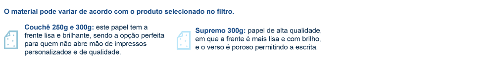 Solapa em Papel couchê 250g e 300g e supremo 300g