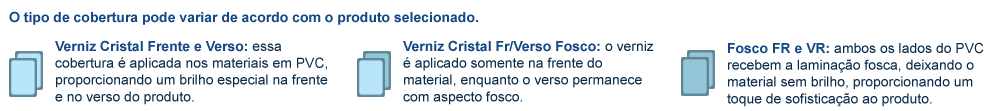 Cartão Presente com cobertura cristal frente e verso, ou cobertura cristal frente e verso fosco